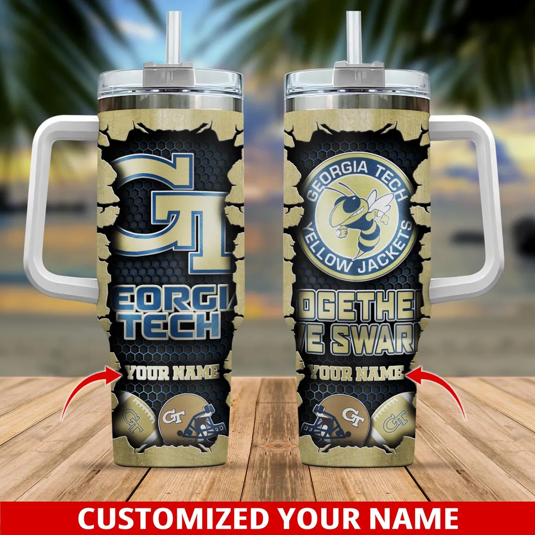 Georgia Tech Yellow Jackets Sport Tumbler 40oz For This Season, Custom Tumbler For Football Lovers – Curved Tumbler – Stans Tumbler 40oz