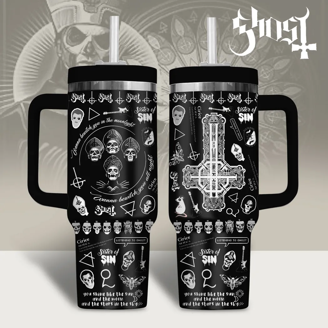 Ghost Music Custom Stanley Stainless Steel – Curved Tumbler – Stans Tumbler 40oz