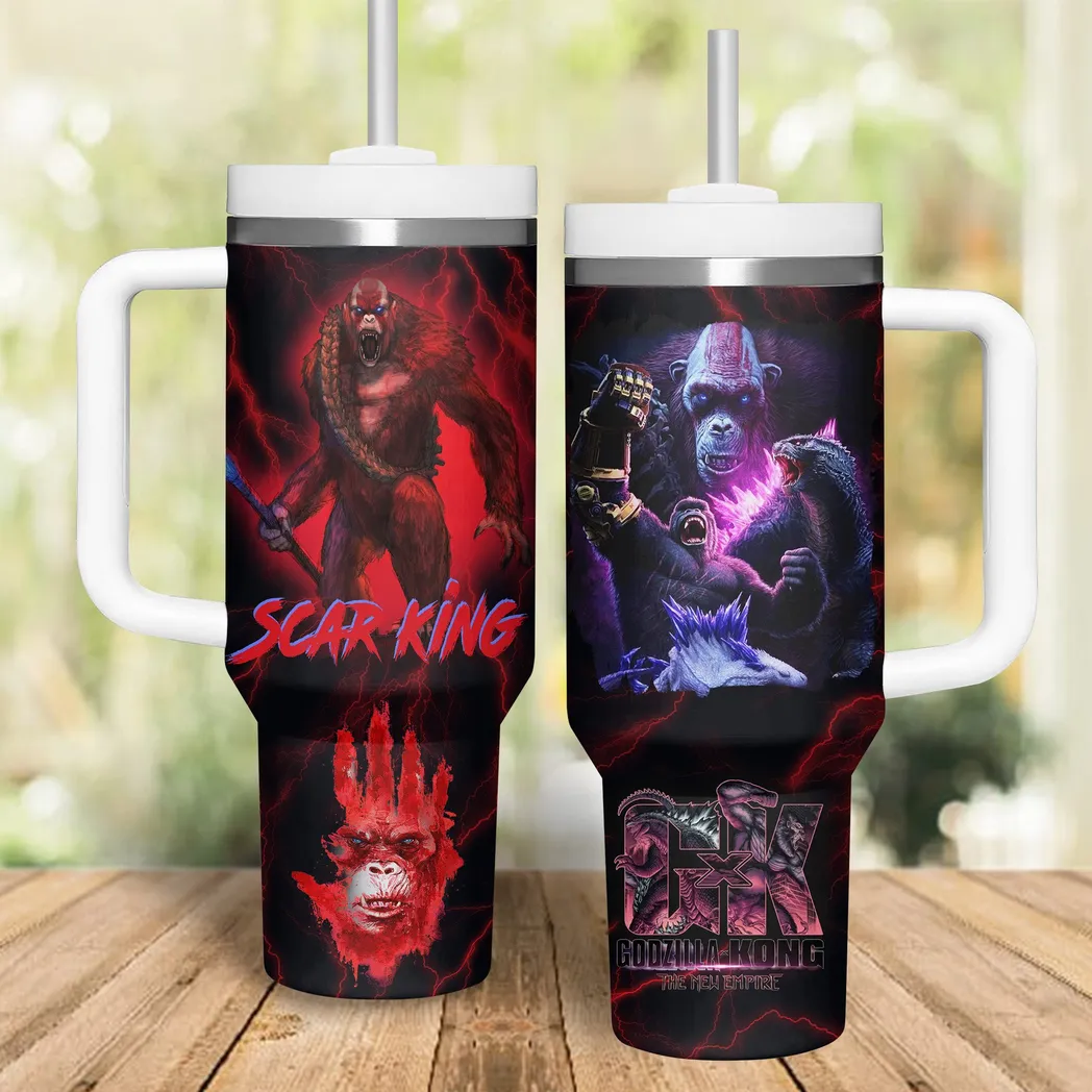 Godzilla-Kong The New Empire Movies Custom Stanley Stainless Steel – Curved Tumbler – Stans Tumbler 40oz