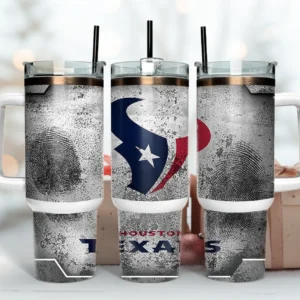 Houston Texans NFL Fingerprint Effect Custom Stanley Stainless Steel – Curved Tumbler – Stans Tumbler 40oz