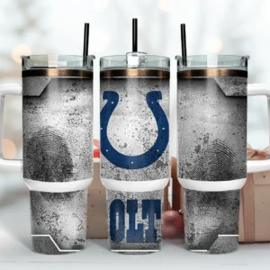 Indianapolis Colts NFL Fingerprint Effect Custom Stanley Stainless Steel – Curved Tumbler – Stans Tumbler 40oz