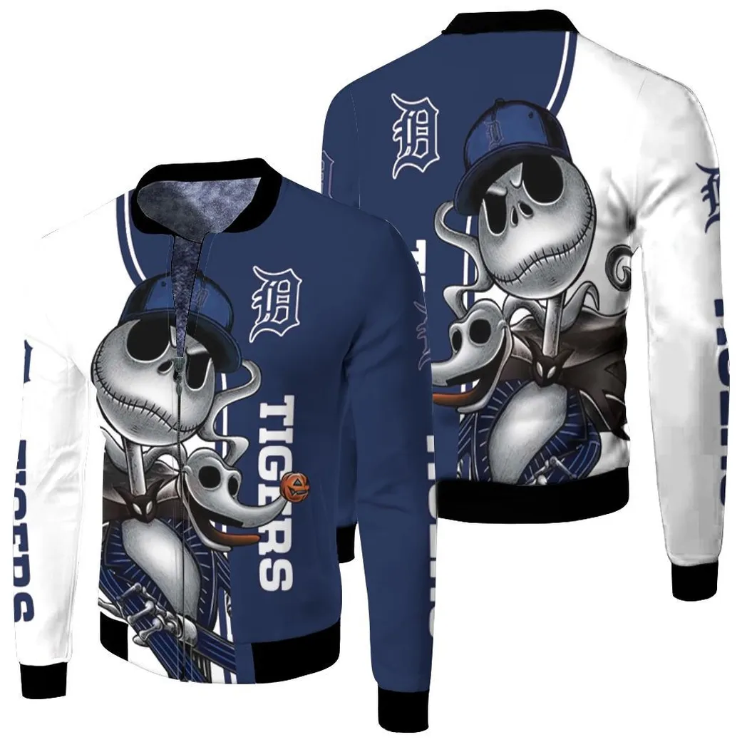 MLB Detroit Tigers Jack Skellington And Zero Bomber Jacket