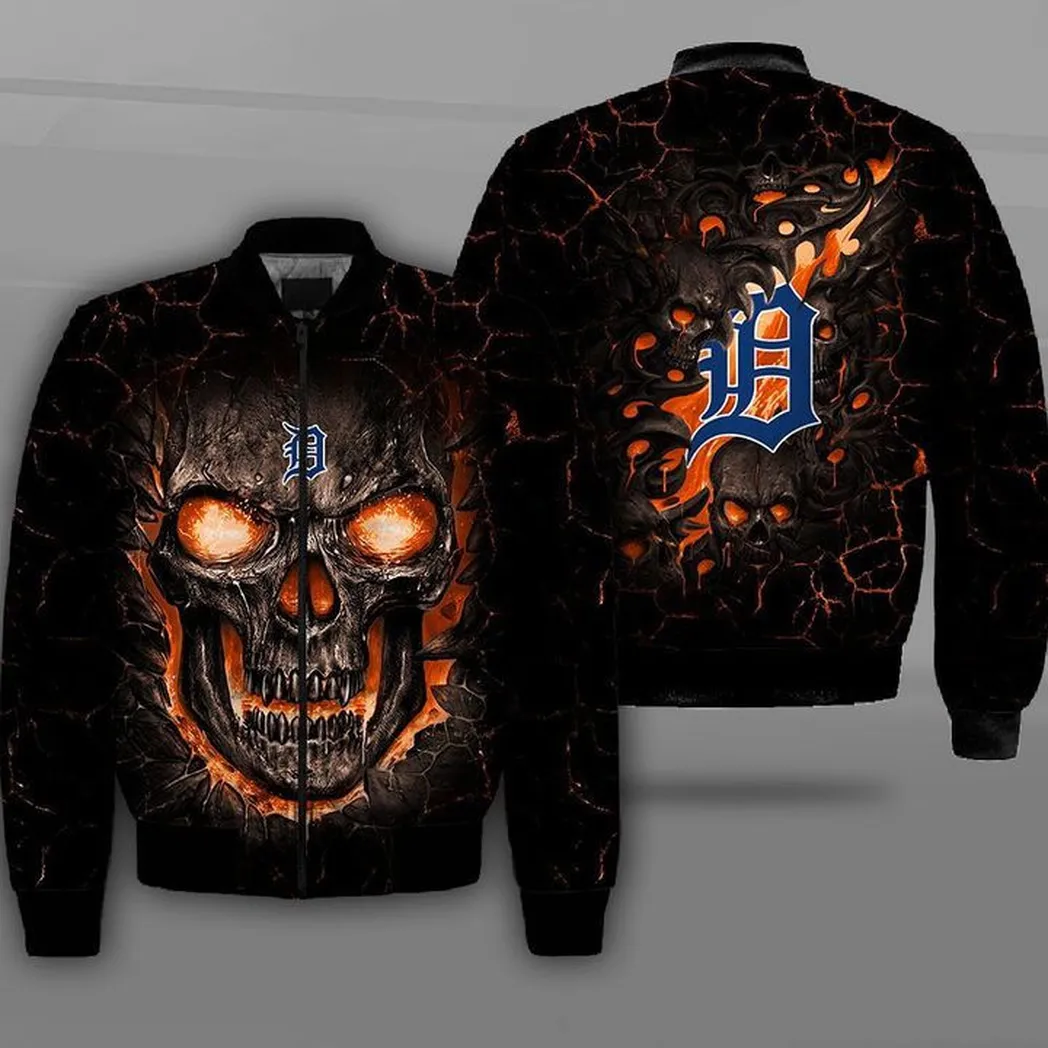 MLB Detroit Tigers Lava Skull Bomber Jacket