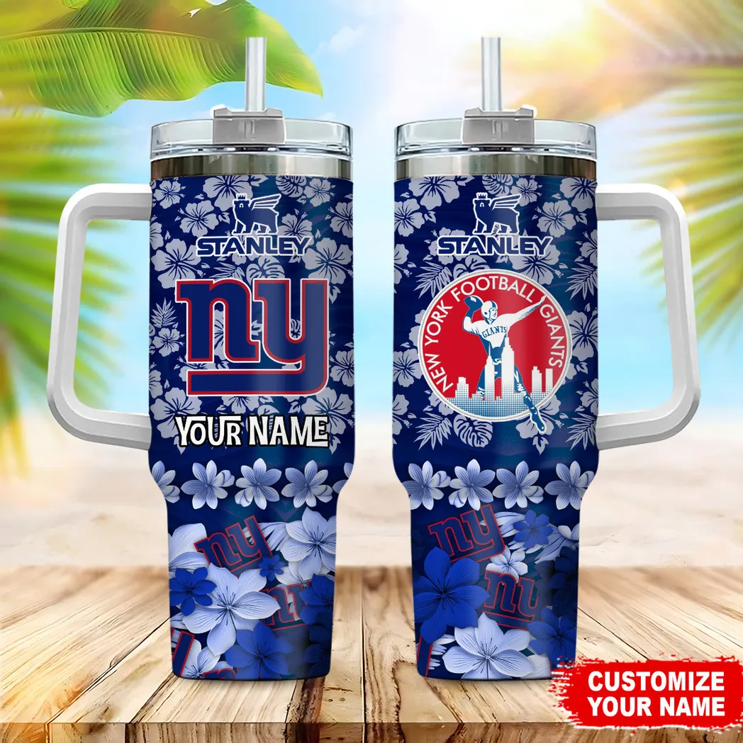 New York Giants NFL Tropical Floral Custom Stanley Stainless Steel – Curved Tumbler – Stans Tumbler 40oz