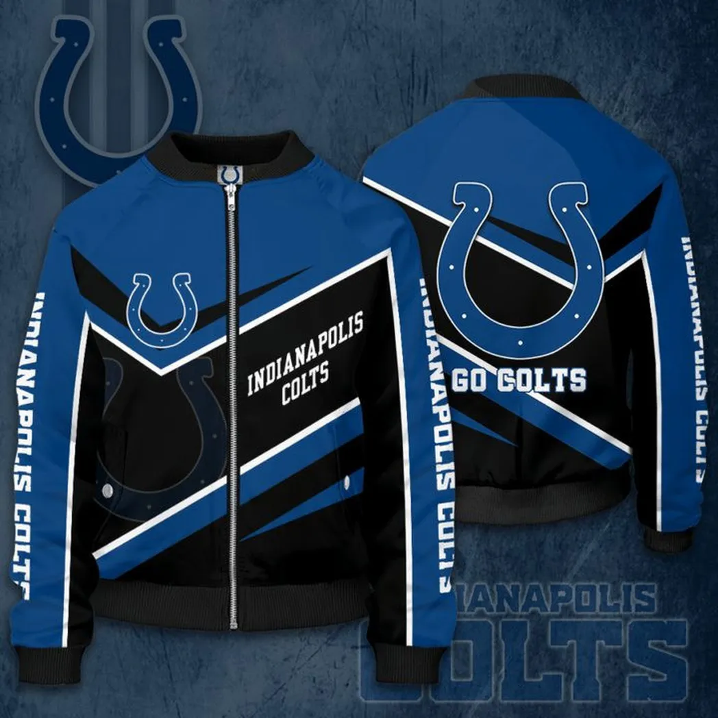 NFL Indianapolis Colts Blue Black Bomber Jacket