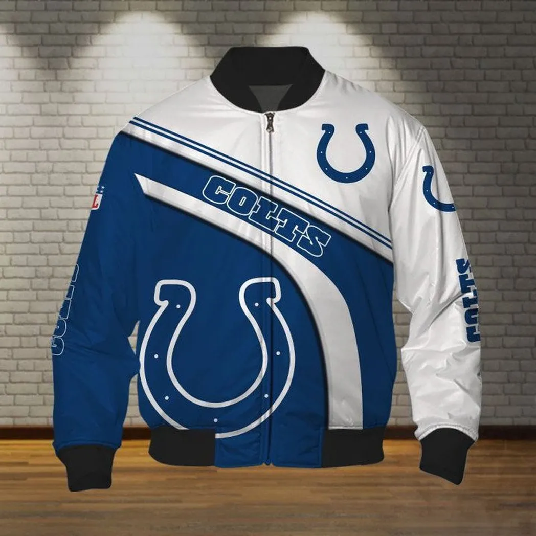 NFL Indianapolis Colts Blue White Bomber Jacket