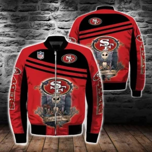 NFL San Francisco 49ers Monster Skeleton Red Bomber Jacket