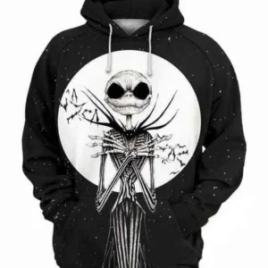 Scary Jack Skellington Halloween Bat Moon Black 3d Hoodie Zip Hoodie