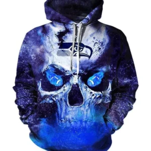 Seattle Seahawks Neon Skull Light Art – Hoodie 3D