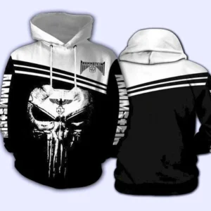 Skull Punisher Black Rammstein Logo 3d Hoodie