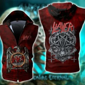 Slayer Band Sleeveless Zip-up Hoodie 52 106