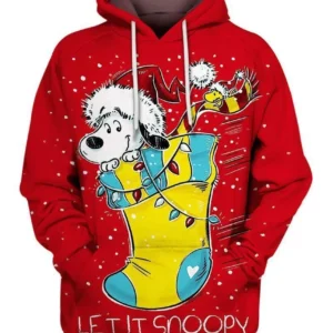 Snoopy Christmas Hoodie Snoopy Christmas Stocking Let It Snoopy Red 3d Hoodie Zip Hoodie