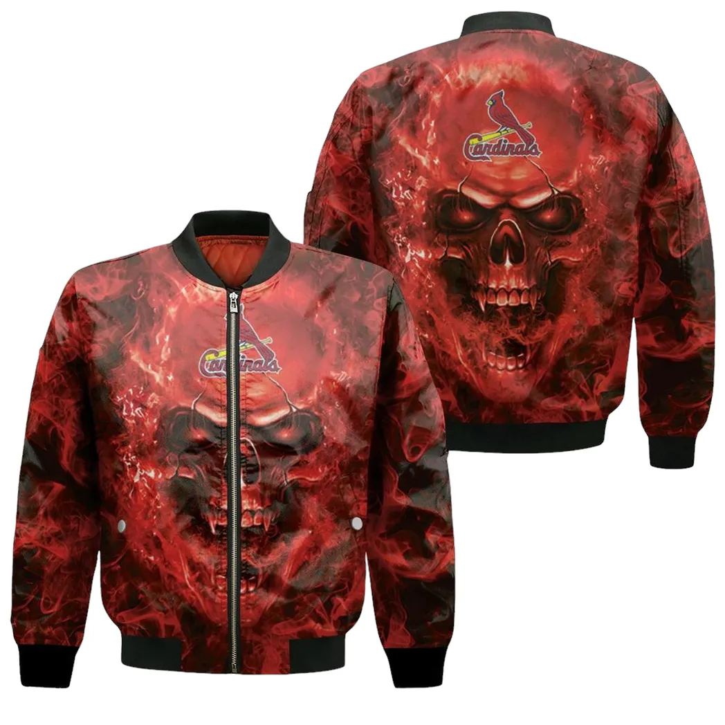 St Louis Cardinals Mlb Fans Skull Bomber Jacket for Men Women