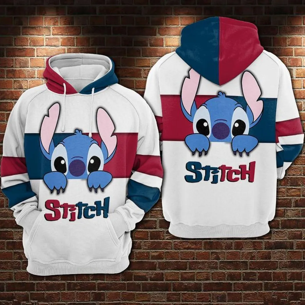 Stitch &amp; Lilo Over Print 3d Hoodie Zip Hoodie