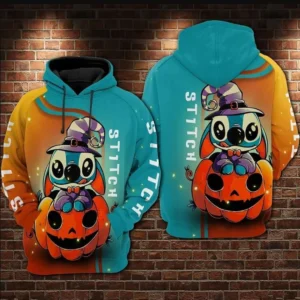 Stitch Pumpkin Halloween Over Print 3d Hoodie Zip Hoodie