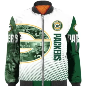 Stocktee Green Bay Packers Full Green &amp; White Sweater Bomber Fleece Sizes ? 5xl – Hoodie 3D