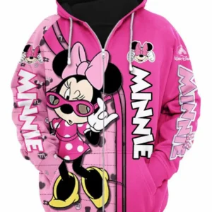 Walt Disney Minnie Mouse 3d Hoodie Zip Hoodie