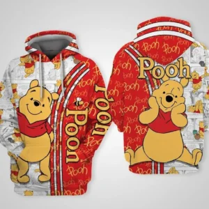 Winnie-the-pooh Disney Cartoon, Pooh Signature, Pooh Bear Comics Book Patterns All Over Print Hoodie, Zip Hoodie