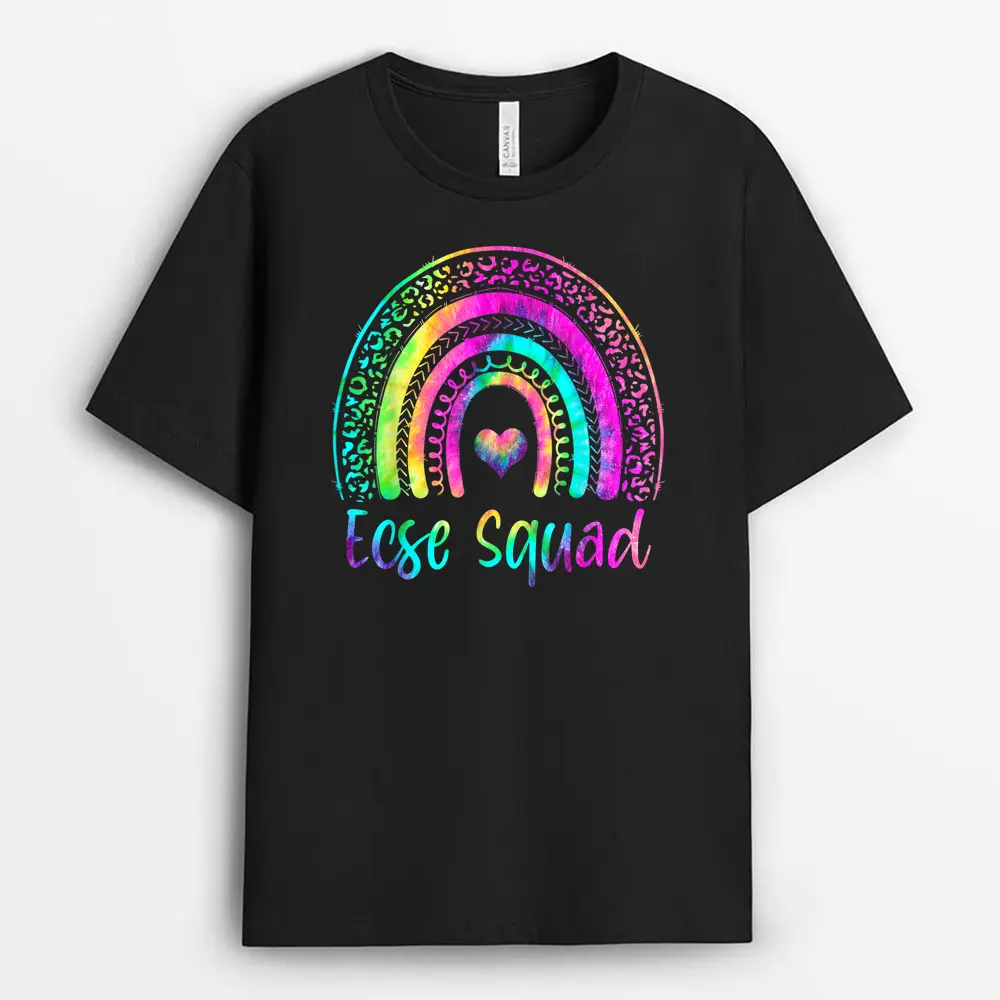 ECSE Squad Team Tie Dye Rainbow Back To School Teacher T-Shirt