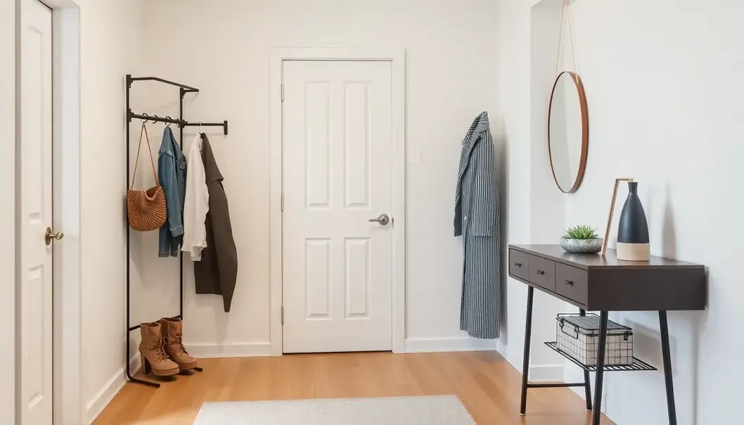 Modern hallway with clever storage solutions.